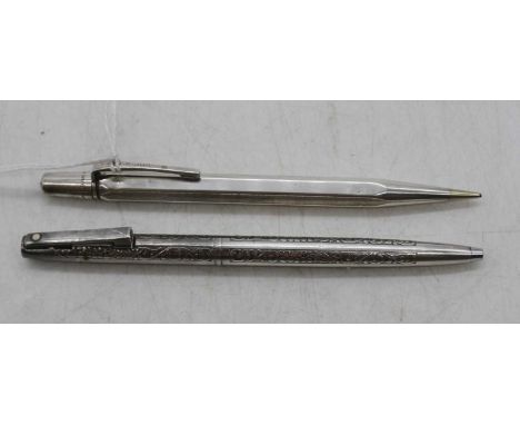 A yard-o-lead silver cased propelling pencil, with instructions and in original box; together with a Sheaffer sterling silver