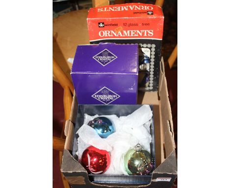 A collection of vintage Christmas tree baubles 