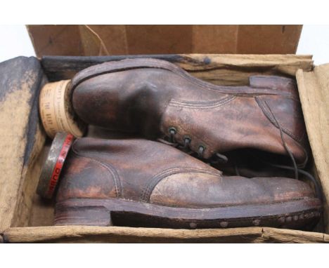 A pair of vintage leather studded boots, size 12