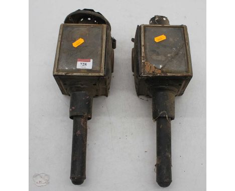 A pair of vintage carriage lamps, each 40cm 