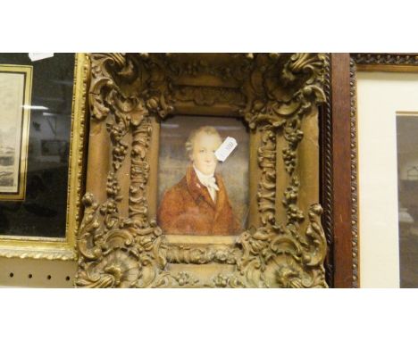 19TH CENTURY ENGLISH SCHOOL "Gentleman in brown coat and white stock", watercolour, portrait study, unsigned, inscribed verso