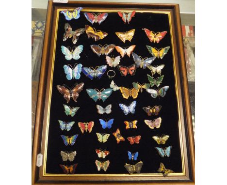 A collection of 20th Century enamelled butterfly brooches (45), a collection of filigree work and other butterfly brooches (2