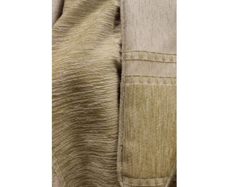 A large pair of beige ground striped lined curtains, together with a matching smaller pair CONDITION REPORTS Light general we