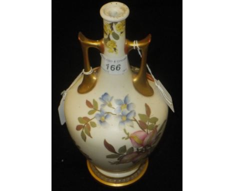 A Victorian Royal Worcester vase decorated with sprays of pomegranate and flowers, date marked for 1887