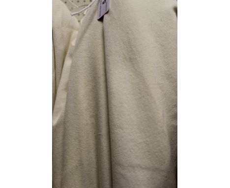 A large collection of assorted curtains to include red velvet, pink damask style curtains and various plain cream curtains