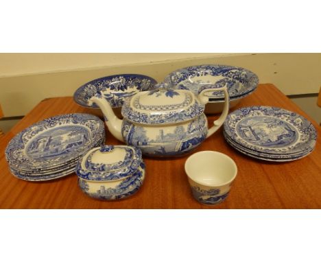 15 pieces of modern Spode blue &amp; white Italian pattern ware - various marks and a Dickens blue &amp; white bowl. (16)