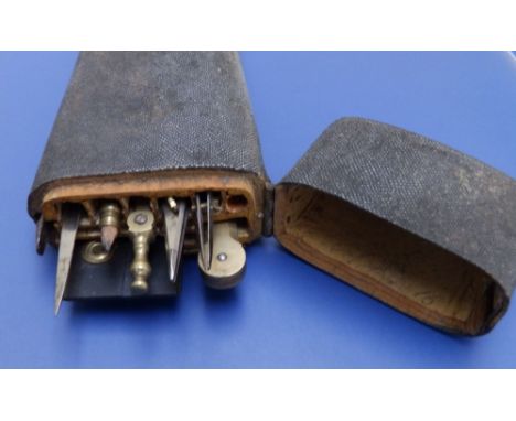 A shagreen cased set of early 19thC drawing instruments &amp; scales.