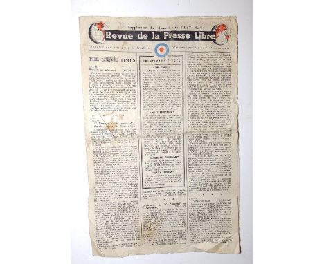 A rare RAF WWII  propaganda air-drop leaflet - 'Revue de la Presse Libre'  - No.7 (1943).