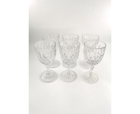 A set of six Baccarat crystal glasses. H.16.5cm