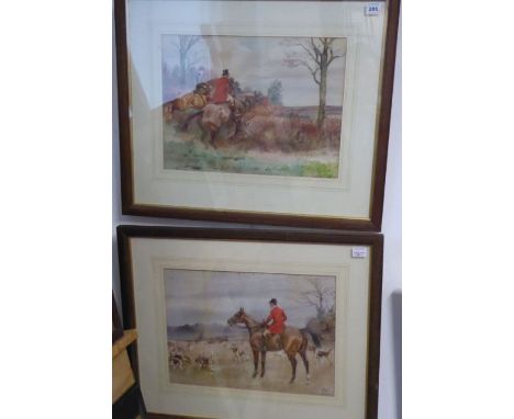 THOMAS IVESTER-LLOYD (British, 1873-1942), a pair of early 20th century  watercolour hunting studies, each signed and initial