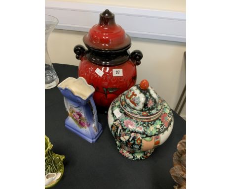 REPRODUCTION CHINESE VASE, POTTERY RUM ROMPOT, VICTORIAN VASE