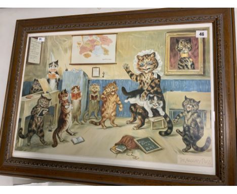 REPRODUCTION LOUIS WAIN PRINT THE NAUGHTY PUSSY, FRAMED 22X29