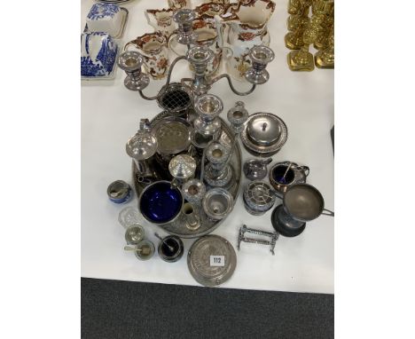 QTY VINTAGE SILVER PLATED WARE , TROPHY, KNIFE REST ETC