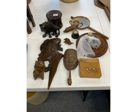 COLLECTION OF AFRICAN &amp; ORIENTAL ITEMS , TROPHY ETC. APPROX. 11 ITEMS