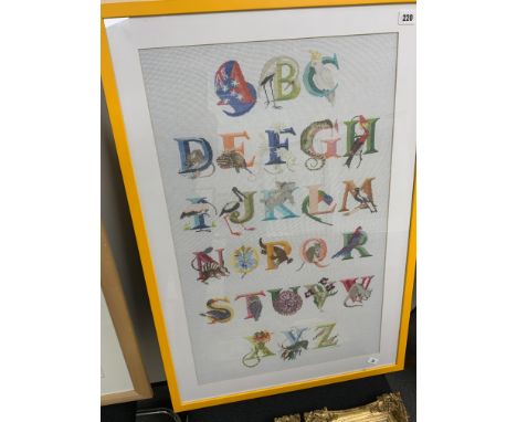 TAPESTRY PICTURE OF THE ALPHABET, FRAMED 34X23