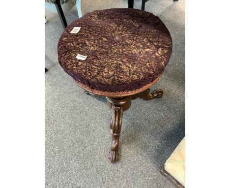 VICTORIAN MAHOGANY PIANO STOOL, UPHOLSTERED