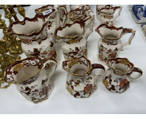 QTY OF 6 MASONS BROWN VELVET GRADUATING JUGS