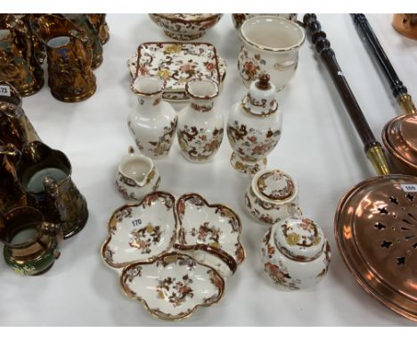3 MASONS BROWN VELVET VASES ETC 3 MASONS BROWN VELVET VASES , GINGER JAR ON TRAY DISH, JUG ETC - 7 ITEMS