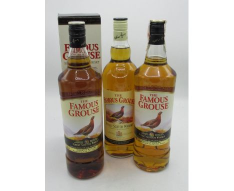 The Famous Grouse Finest Scotch Whisky, 43%vol (1) and 40%vol (2), all 1ltr, one in carton, 3btls 