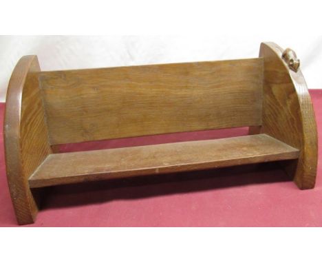 Robert Mouseman Thompson - oak book trough on curved end supports, carved with signature mouse W47cm D20cm H20cm, probably by