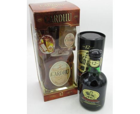 Cardhu Single Malt Highland Scotch Whisky, matured 12 years, 40%vol 75cl, in presentation carton with two miniatures and Bunn