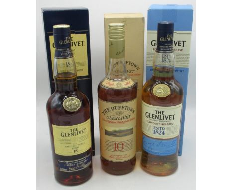 The Glenlivet Single Malt Scotch Whisky 18 years of age, 43%vol, Founders Reserve Single Malt Scotch Whisky, 40%vol, both 70c