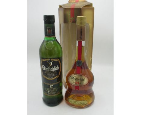 Speyside Single Malt Scotch Whisky, 21 years old, 40%vol 70cl, in Brandy shaped bottle, presented 2001, in clear front carton