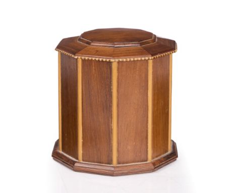 Hugh Birkett (1919-2002) Tea caddy, 1981 padauk with box inlay signed and dated 14.5cm high, 13cm diameter. Provenance: Given