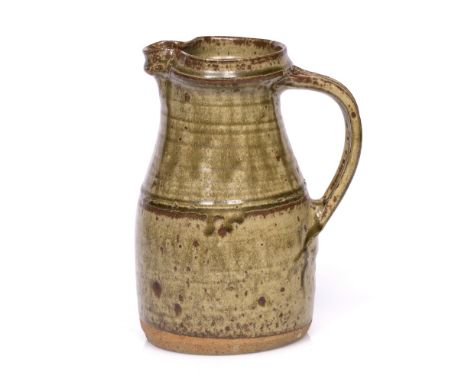 Richard Batterham (b.1936)  Jug celadon glaze 21.6cm high.