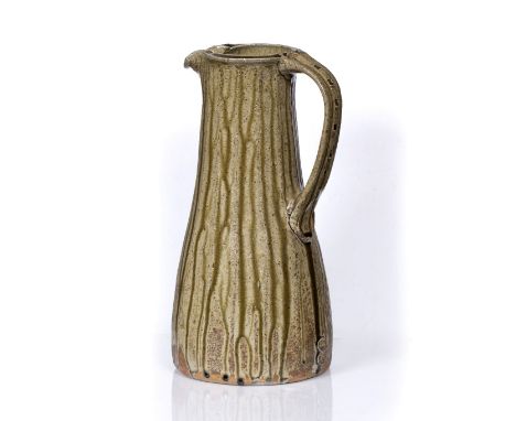 Jim Malone (b.1946) at Ainstable Jug facetted, with dripped ash glaze impressed potter's and pottery seals 36cm high.