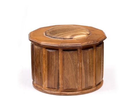 Hugh Birkett (1919-2002) Panelled caddy, 1998 yew wood signed and dated, initialled G.H.A for Geoffrey Alp 9,2cm high, 12cm d