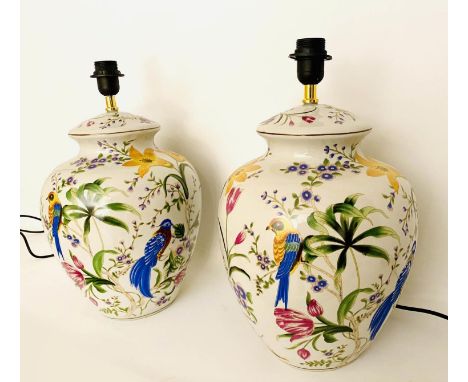 TABLE LAMPS, a pair, 46cm H x 27cm diam., glazed ceramic. (2) 