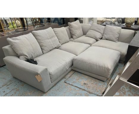 B&amp;B ITALIA MODULAR SOFA, in a woven grey coloured fabric, 300cm W x 200cm D, with footstool. (2) 