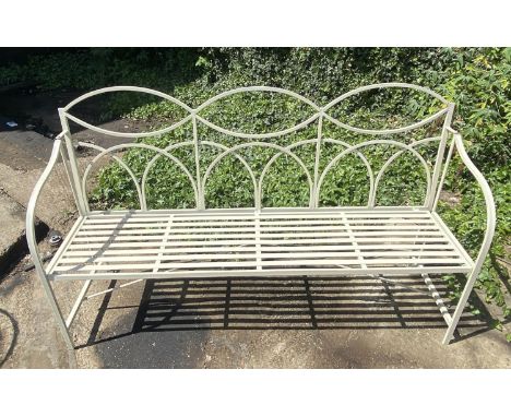 GARDEN BENCH, 100cm H x 165cm W x 43cm D, Regency style, with white painted metal. 