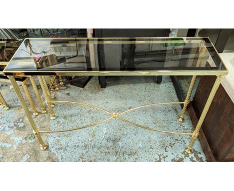 CONSOLE TABLE, 1960s French style, gilt metal and glass, 112cm x 33cm x 73cm. 