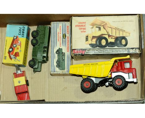 Dinky &amp; Corgi a boxed group to include Dinky Toys 924 Aveling Barford "Centaur" Dump Truck, Dinky Supertoys 689 Medium Ar