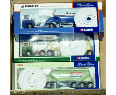 Corgi - a boxed group of 1/50 Commercial Tanker Models comprising of CC11801 a Leyland DAF 85 Powder Tanker "Clugston", 74904