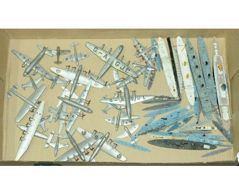 Triang &amp; Dinky group of earlier/vintage issue Aircraft and Ships (some Waterline Ships and similar) which comprising of P