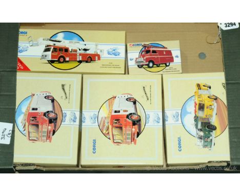 Corgi - a boxed group of fire related models which also includes Multi Vehicle Gift Sets to include 97356 an AEC Pump Escape 