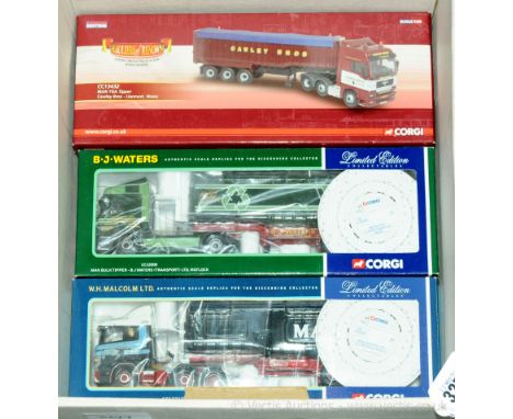 Corgi - a boxed group of 1/50 Scale Commercial Articulated Tipper Models which includes CC13432 (Hauliers of Renown) a MAN TG