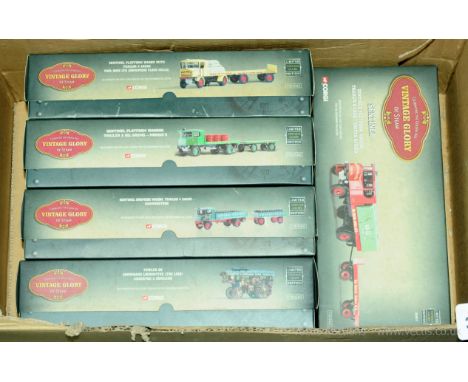 Corgi (Vintage Glory of Steam Series) a boxed group of 1/50 Scale Models to include 80007 a Sentinel Platform Wagon, Trailer 