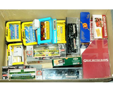 Corgi, Oxford Diecast, Matchbox &amp; similar - a boxed Bus and Tram group which includes some Multi Vehicle Sets and include