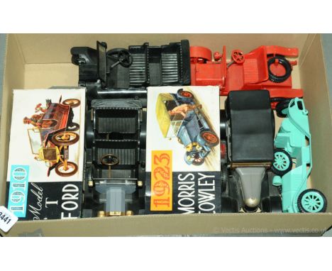 Tudor Rose - a boxed and unboxed group of vintage plastic motor vehicles which includes a boxed Morris Cowley (1923) along wi