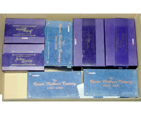 Corgi - a boxed group of Monarchy/Royalty related models comprising of 4 x Queen Elizabeth II Golden Jubilee 1952-2002 gold p