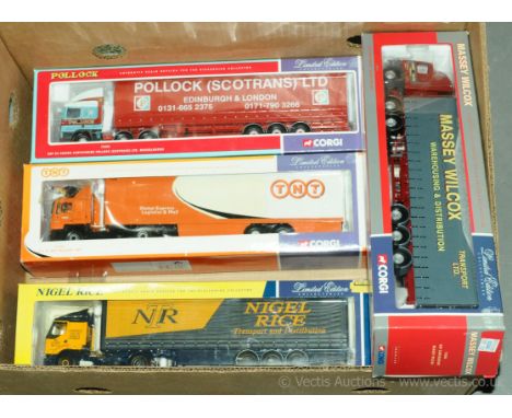 Corgi a boxed Truck group to include 75206 ERF Curtainside 'Massey Wilcox', 75701 M.A.N. Box Trailer 'TNT', 75205 ERF EC Seri