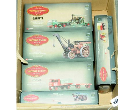 Corgi (Vintage Glory of Steam Series) a boxed group of 1/50 Scale Models to include 80007 a Sentinel Platform Wagon, Trailer 