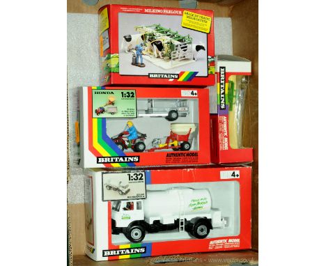 Britains - a boxed group of 1/32 Scale farm related models and sets comprising of 9605 a Leyland Milk Transporter, 4710 Milki
