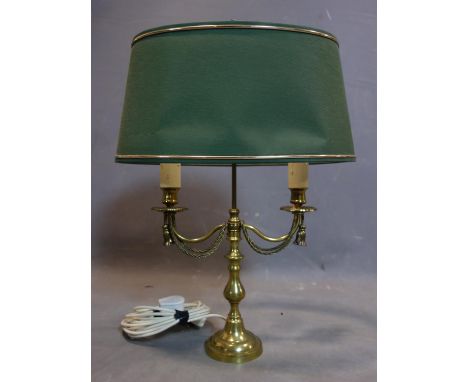 An Adams style brass table lamp, with shade, H.55cm 