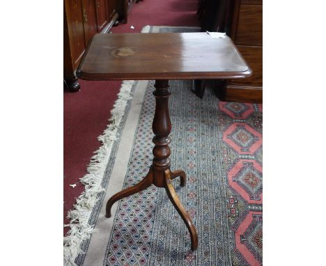 A 19th century mahogany lamp table, raised on turned support and splayed legs, H.73 W.52 D.43cm 