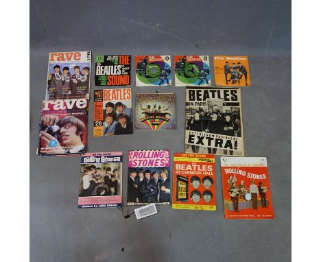 The Beatles, five 7" singles to include 'Magical Mystery Tour' SMMT-A1, together The Beatles and Rolling Stones magazines and